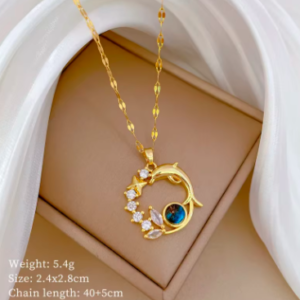 Blue Crystal Dolphin Star Pendant Necklace – Luxury Fashion Jewelry for Women | Elegant Party & Daily Wear Accessory | Perfect Birthday Gift