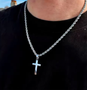 Sterling Silver Cross Pendant Necklace | Luxury Designer Jewelry | Trendy Religious Necklace for Women & Men | Unique Statement Piece